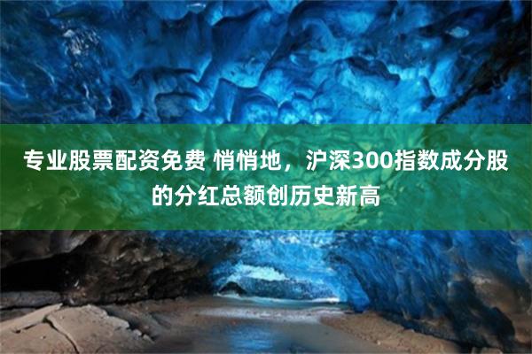 专业股票配资免费 悄悄地，沪深300指数成分股的分红总额创历史新高